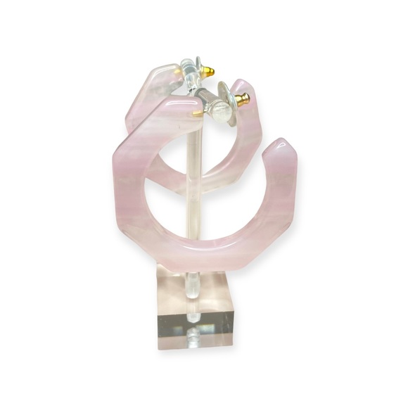 Madewell Resin Octagonal Hoop Earrings in Rose Quartz Acetate translucent pink - Picture 5 of 6